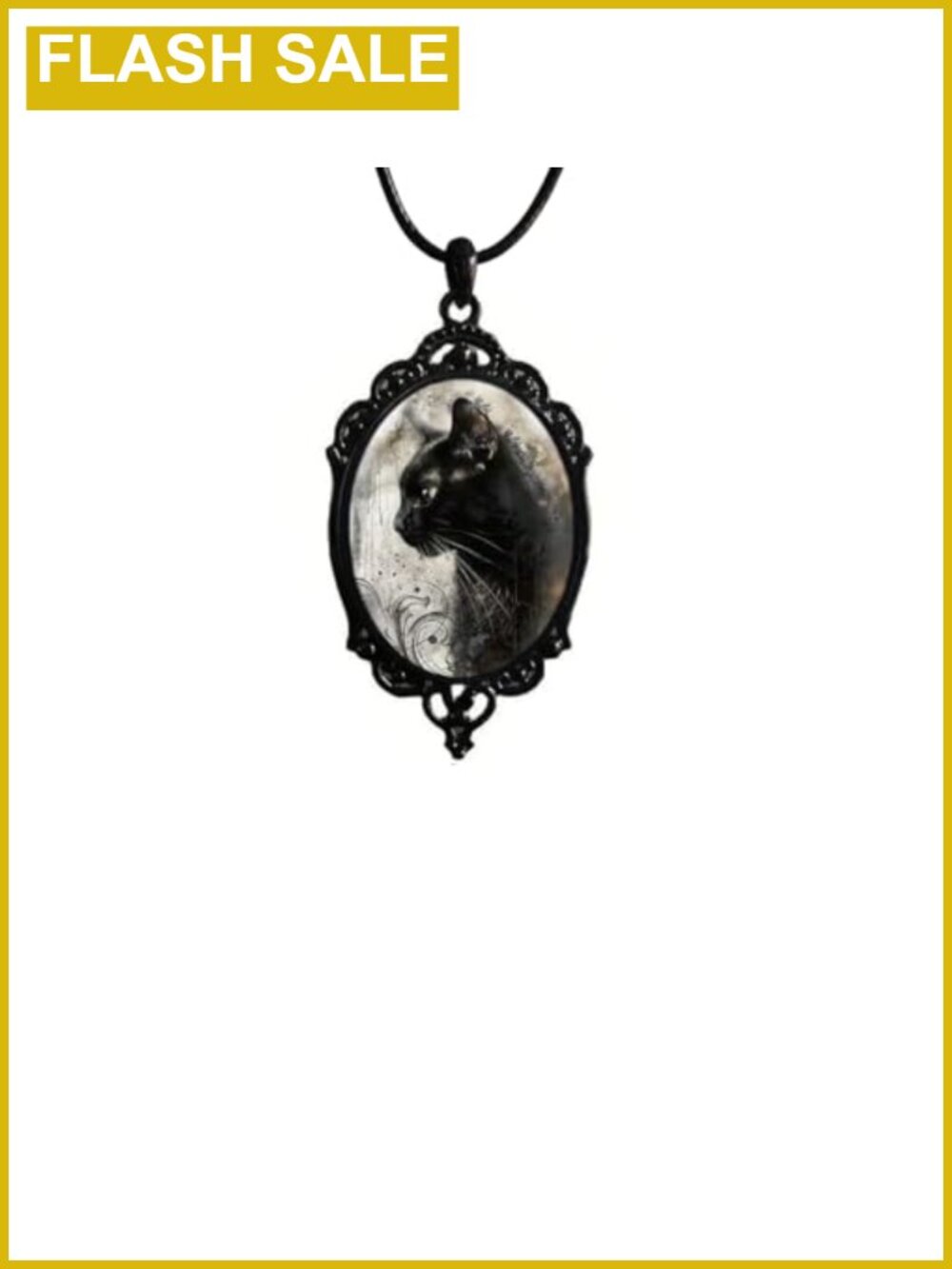Gothic Cameo Pendant Necklace Crystal Glass Witch Bat Cat Rose
